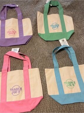 Canvas Tote Bag - Pink, Blue, Green, Purple Options